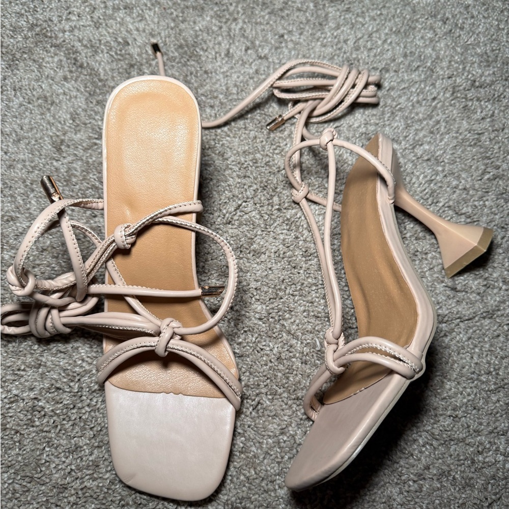 NWOT Nude Strappy Heels